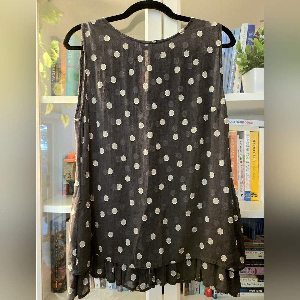 ✨️HOST PICK✨️ Grizas Silk Cotton Blend Flowy Polka Dot Sleeveless Blouse